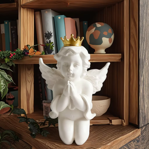 Estatua de querubín para <span class=keywords><strong>rezar</strong></span> arrodillada de país francés Vintage, resina, Navidad, interior, exterior, hogar, jardín, decoración, Ángel, corona de oro - Product Image 3