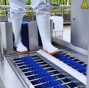 Station de lavage de chaussures à poste unique en acier inoxydable 304 avec tourniquet de désinfection des mains, station d'hygiène personnelle pour usine alimentaire - Product Image 4