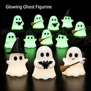 Mini Adorno de Fantasma Brillante para Halloween, Decoración Suave y Cálida, Accesorio Espeluznante, Micro Paisaje, Regalo Festivo para Mesa - Product Image 1