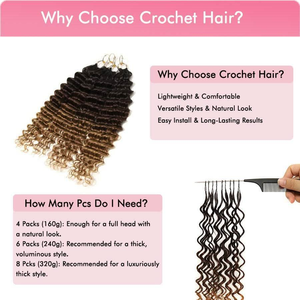 Extensiones de Cabello Humano de Ganchillo Pre-Separadas, Extensiones de Cabello Humano con Efecto Pluma, Rizado Profundo, Color Ombre 1B/4/30, Proveedor de Cabello - Product Image 5