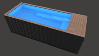 Piscine portable en conteneur maritime avec structure en acier Corten - Revêtement en fibre de verre, forme rectangulaire, résistante aux UV, piscine familiale extérieure