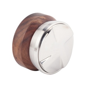 Classic Solid Wood Handle Espresso Distribution Tool Stainless Steel Coffee Leveler - Product Image 3