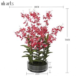 Oh Arts, Nuevo Producto, Flores de Orquídea Artificiales, Orquídea de Tacto Real en Maceta de Vidrio, Orquídeas Simuladas en Maceta para Interiores - Product Image 2