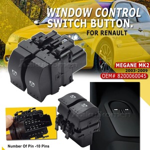 8200060045 nuevo <span class=keywords><strong>interruptor</strong></span> elevador de ventana de Control con 10 pines delantero izquierdo para Renault <span class=keywords><strong>Clio</strong></span> II <span class=keywords><strong>2</strong></span> luz amarilla 820047680 - Product Image 3