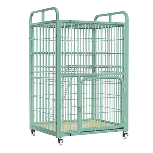 Grande cage à <span class=keywords><strong>chat</strong></span> mobile et écologique avec revêtement poudré, étagère de rangement domestique en tube carré, fermeture à bouton, motif uni, type villa - Product Image 2