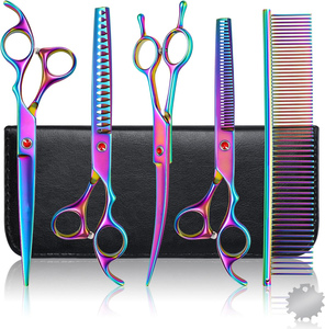 Dog Grooming <b>Scissors</b> Set 6.5" 7" Japan Steel Pet Chunker <b>Scissors</b> Thinning Shears Animal <b>Curved</b> <b>Scissors</b> Z3012 - Product Image 1