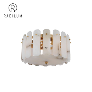 Plafonnier moderne en albâtre, luminaire de luxe pour chambre d'hôtel, décor rond en <span class=keywords><strong>dalles</strong></span> de pierre, laiton <span class=keywords><strong>LED</strong></span> Bonnington, petit plafonnier encastré - Product Image 1