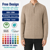 Herren Halbzip-Pullover mit Zopfmuster und Stehkragen, Warme Winter-Strickjacke, OEM ODM mit Individuellem Logo