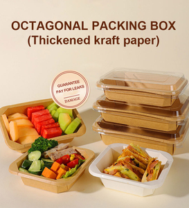 Disposable Container Salad Kraft <b>Paper</b> <b>Bowl</b> With Lid Octagonal <b>Paper</b> <b>Bowl</b> Food Container for Salad Kraft <b>Paper</b> Lunch Box - Product Image 5