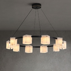 Albâtre naturel tout en cuivre suspension luxe nordique salon restaurant lustre - Product Image 1