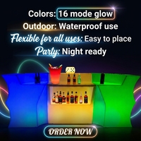 Meja Bar LED Portabel dengan Kabinet Penyimpanan Terintegrasi, Dapat Diisi Ulang, Warna RGB Berubah, Terbuat dari PE Daur Ulang untuk Acara Bar dan Klub Luar Ruangan