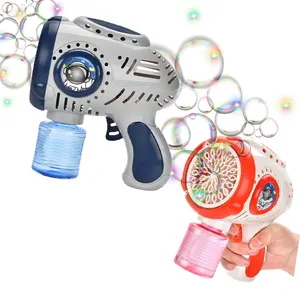 Lower MOQ Support Electric 30Holes Space Bazooka Bubble Gun ABS Outdoor Super Bubble Launcher With Colorful Light For Party Game