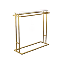 Estante Expositor Dorado para Tienda, Mueble de Metal y Madera para Tienda de Ropa, Acero y Madera con Superficie Pulida, Empacado en Caja de Cartón