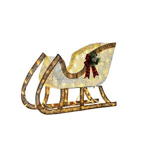 <b>Christmas</b> Reindeer Sleigh Decoration Metal Outdoor Indoor Holiday Decor Traditional Style <b>Boxed</b> Packaging - Product Image 3