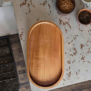 ถาดไม้อะคาเซียสไตล์ญี่ปุ่นมีในสต็อกถาดรับประทานอาหารทรงสี่เหลี่ยมผืนผ้าเป็นมิตรต่อสิ่งแวดล้อมแผ่นไม้เนื้อแข็งหุ้มฉนวนลายไม้รูปไข่ - Product Image 3