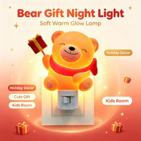 Lampe de chevet LED en résine en forme d'ours, cadeau mignon, lumière chaude, pour chambre d'enfant, décoration de la maison, vente en gros, personnalisable, lampe cadeau
