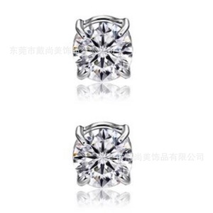 <b>Clip</b>-<b>On</b> <b>Earrings</b> Zircon Faux Studs Magnetic Unisex Fashion Party Jewelry Zinc Alloy Bezel Setting - Product Image 5