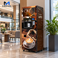 Distributeur automatique de café avec refroidissement et chauffage, quatre saveurs chaudes, quatre saveurs froides, boîte lumineuse publicitaire et lecteur de cartes
