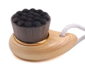 Custom Brand Cleansing brush with wooden handle soft hair Remove Black Head deep cleaning Brush Facial Brush
