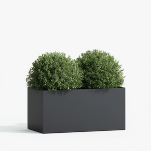 Vaso per Fiori in Acciaio Laminato a Freddo Antracite, Fioriera Quadrata Moderna Minimalista con Inserti Decorativi, Misura Media - Product Image 1