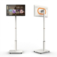 23.8 1920x1080 16:9 Putih 60Hz TV Portabel Beroda Monitor Nirkabel Pintar Layar Sentuh Sistem Android Baterai Terpasang WiFi