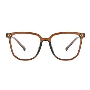 Montures de lunettes rectangulaires ultralégères Tr90 37001 anti-lumière bleue unisexe, monture complète grande taille, aspect naturel - Product Image 4