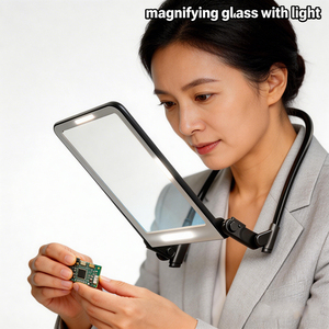 Lupa de Cuello Ajustable con Múltiples Lentes, Recargable por USB, con Luz LED, Manos Libres, para Reparación de Joyas, Luz Nocturna - Product Image 1