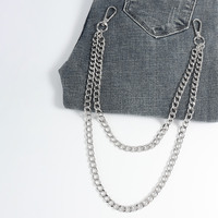 Chaîne de pantalons de personnalité à double taille en métal haoyu avec jeans hop fashion punk