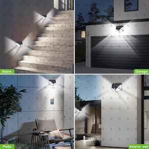 Waterproof IP67 Outdoor Garden Stair Solar Powered Rechargeable 4-Sided Wall Lamp 100LED <b>Motion</b> <b>Sensor</b> Warm White (3500K) 270 - Product Image 3