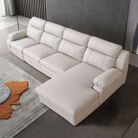 Canapé Sectionnel d'Angle Moderne en Cuir Blanc avec Rangement Pliable et Fauteuil Inclinable Électrique pour Salon