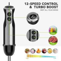 Mixeur Plongeant Électrique 5-en-1 avec Hachoir, Moteur en Cuivre Pur pour Cuisine Domestique, Hôtels et Utilisation Extérieure