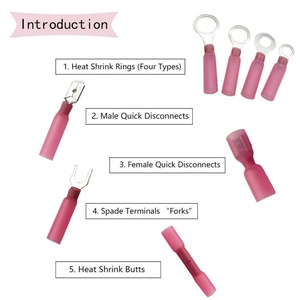 Dingyuan 250pcs nhiệt thu nhỏ dây kết nối Kit cách điện ô tô hàng hải dây thiết bị đầu cuối Kit/Ring Fork móc Spade Butt splices - Product Image 4