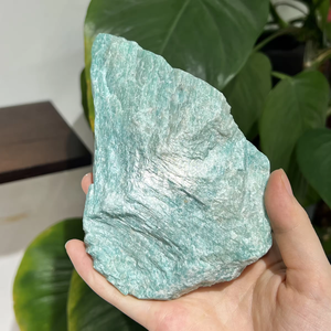 Bán Buôn Tự Nhiên Thô Màu Xanh Lá Cây Amazon Slab Đá Khắc Thạch Anh Reiki Đá Và Tinh Thể Nguyên Rock Cho Pha Lê Thủ Công - Product Image 2