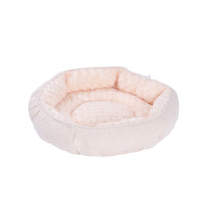 Coussin rond pour animaux de compagnie, beige, en fibre de polyester, lavable à la main, pour petits chiens - Product Image 5