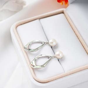 Boucles d'oreilles KAMMY en argent sterling 925, géométriques, tendance, irrégulières, torsadées, grandes, pendantes, minimalistes, pour un usage quotidien - Product Image 3