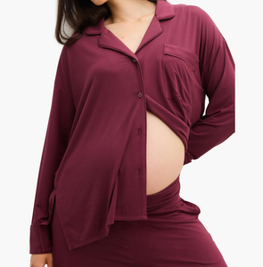 <span class=keywords><strong>Ensemble</strong></span> de pyjamas de maternité et d'allaitement personnalisés à taille élastique, ensembles de vêtements de détente post-partum pour femmes, vêtements de nuit en modal pour la <span class=keywords><strong>grossesse</strong></span> et l'allaitement - Product Image 1