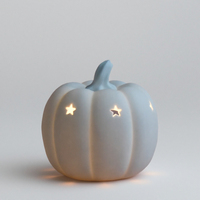 Lampe de nuit en céramique blanche en forme de citrouille d'Halloween, bougeoir creux en forme d'étoile, décoration d'automne, bougeoir