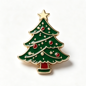 Pin Metálico para Árbol de Navidad, Chapado en Oro, Esmalte Duro, Aleación de Zinc, Decoración Tradicional Navideña - Product Image 1