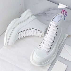 Luxurious brand of fashionable outdoor casual shoes - high-top thick-soled canvas shoes in simple white style for walking. - Product Image 5