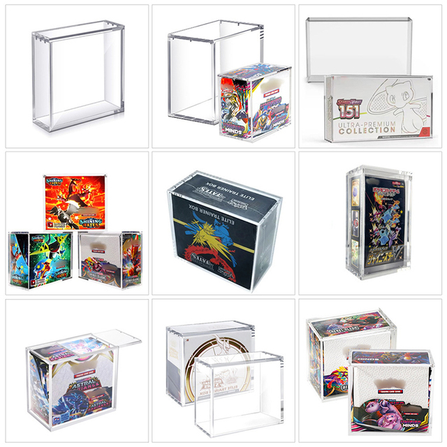 Acrylic Display Case for Pokemon Booster Box ETB UPC 5mm 8mm UV Resistant Magnetic Lid TCG Collector Protector