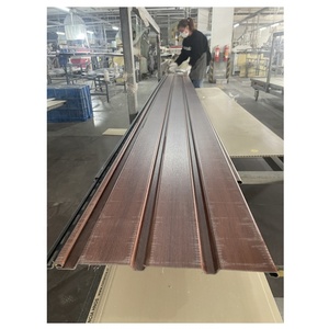 Film <span class=keywords><strong>de</strong></span> bois pour ventilation étanche personnalisé <span class=keywords><strong>de</strong></span> 12 pouces Panneau <span class=keywords><strong>de</strong></span> plafond en soffite uni en vinyle <span class=keywords><strong>PVC</strong></span> laminé pour l'avant-toit - Product Image 1