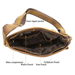 Tiding vendita calda personalizzata Vintage retrò uomo borsa a tracolla in vera pelle borsa a tracolla Messenger in pelle di cavallo pazzo - Product Image 4