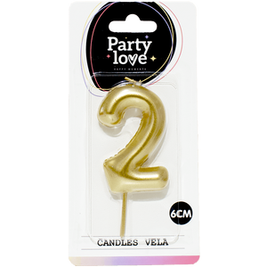Candela Numero 2 per Feste, 6 Cm, Candele Dorate per Compleanno - Product Image 3