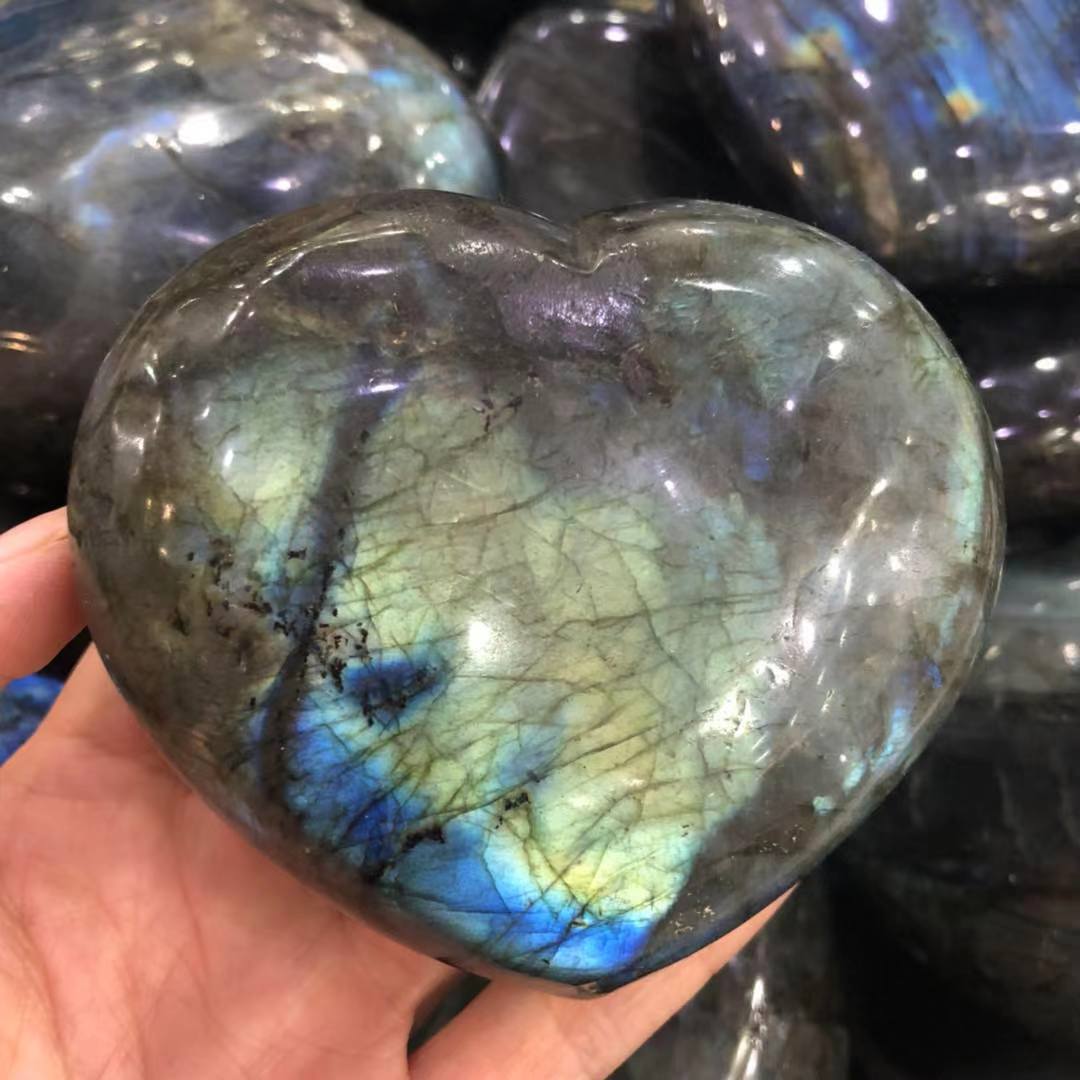 Оптовая продажа, кварцевый кристалл, природный кристалл, сердечко Лабрадорита для подарка, украшение для дома