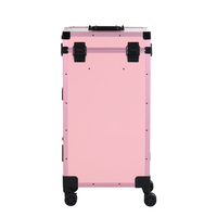 Personnalisé pour table de manucure à ongles rose grand chariot cosmétique en aluminium ouvert multifonction roulant organisateur de vernis à ongles bonbons