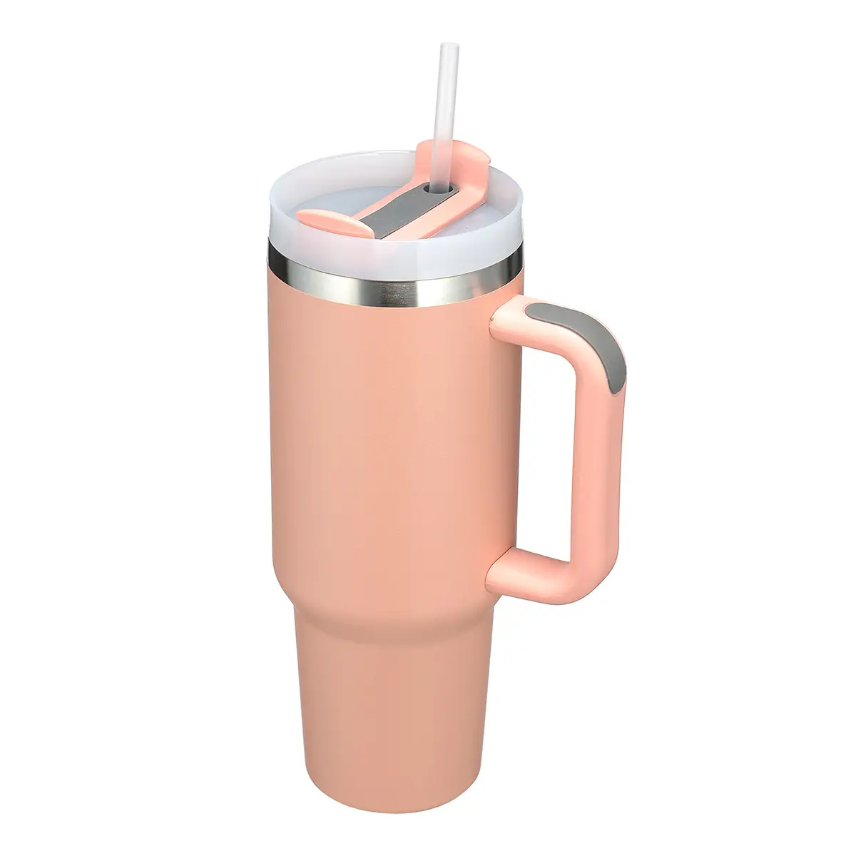 Tasse isolée sous vide en acier inoxydable à double paroi de 40oz avec poignée tasse à eau en paille, tasse pour voiture de grande capacité