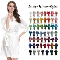 Kimono de Seda Satinado de Lujo para Mujer, Manga 3/4, Bata de Novia, Vestido de Boda, Suave, Sexy, Color Sólido, Ropa de Dormir para Damas de Honor, Batas de Verano