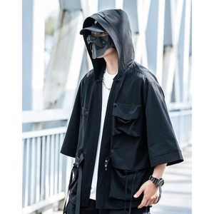 FOXA Men's Hooded Windbreaker <b>Jacket</b> Breathable <b>Techwear</b> Streetwear Coat - Product Image 4