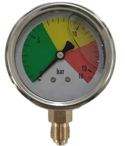 63mm(2.5 ") compteur de pression rempli d'huile/jauge 16 bar panneau de couleur