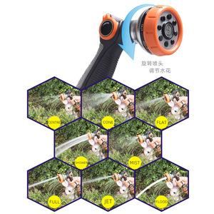 Boquilla de pulverización para riego de jardín, multifunción, 8 patrones, pulverización ajustable para jardín y lavado de coches - Product Image 1